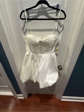 Dillards Strapless White Mini Dress with Pleated Bust